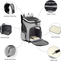 KAMA MUTA Grey Pet Backpack Carrier for Cats and Small Dogs, Lightweight Travel Bag with Ventilation and Safety Features