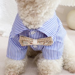 KAMA MUTA Blue Striped Dog Shirt, Lightweight and Breathable Pet Summer Clothing for Small and Medium Dogs
